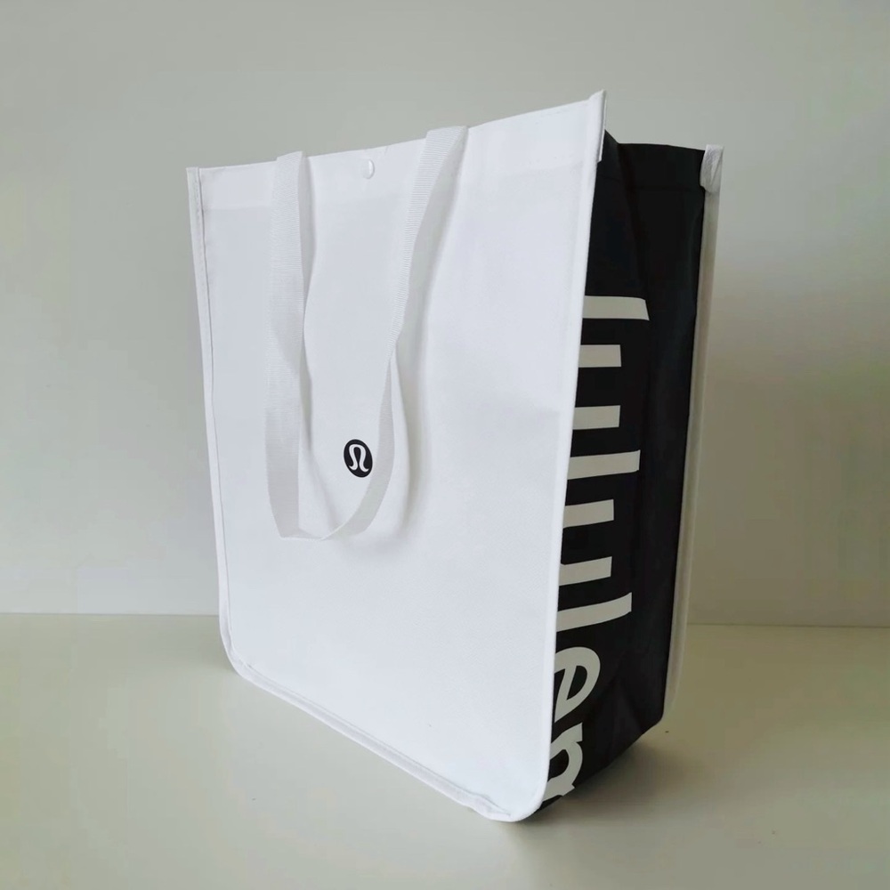 Lululemon Athletica Large Reusable White & Black Shopping Tote Bag